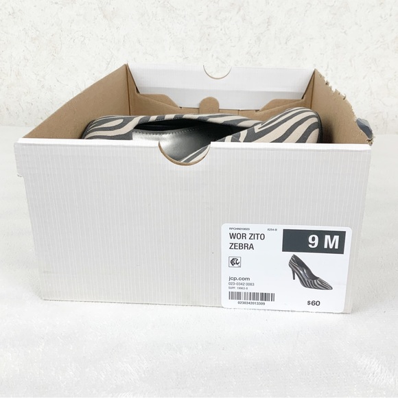 Worthington Zito Tan Zebra Print Heels Pointed Toe - Picture 10 of 12